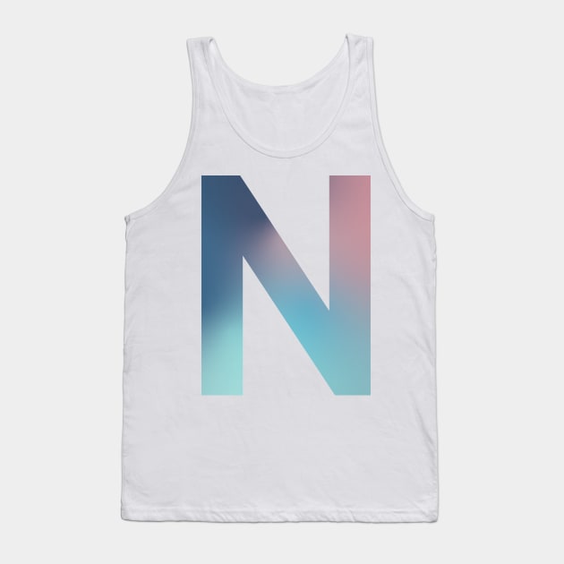 Gradient Letter N Initial Alphabet Tank Top by murialbezanson